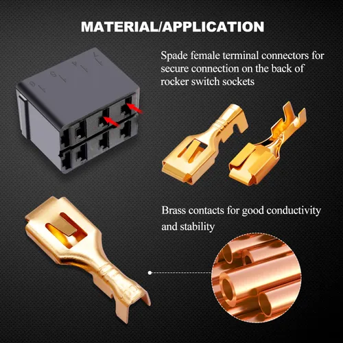 Miniatura 6 de Twidec /200 unids 0.248 in conector de pala hembra terminales de empalme rápido conector de alambre no aislado para relé de cableado eléctrico