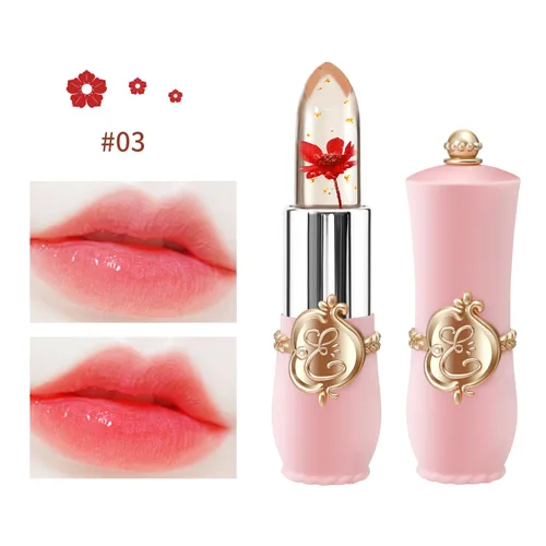 Miniatura 4 de BestLand Juego de 3 Piezas/Set de Lápiz Labial de Gelatina de Flores Cambio de Temperatura Hidratante de Larga Duración Bálsamo Nutritivo Cambio