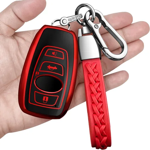 Miniatura 7 de Funda compatible con llavero Subaru con llavero de cuero, funda de TPU suave con protección de 360 grados para llaves para Forester CrossTrek