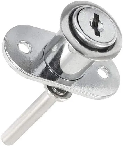 Miniatura 2 de COMOK Cerradura de cajón y gabinete, cerradura de émbolo de acero inoxidable con 2 llaves, segura archivos y cajones importantes, tono plateado
