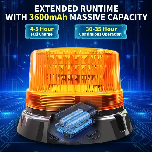 Miniatura 6 de Luces estroboscópicas inalámbricas ámbar para camiones, luz LED recargable de 3600 mAh con base magnética y ventosa, luces de precaución de peligro