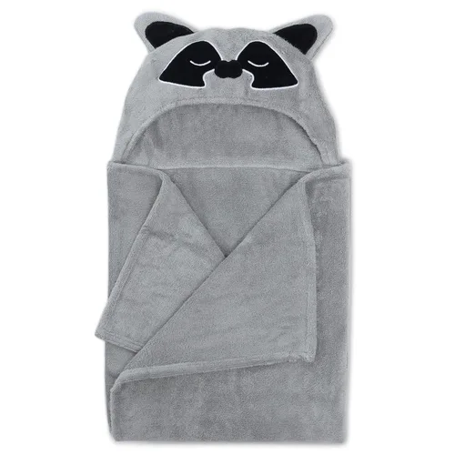 Natemia Toalla de bebé con capucha ultra suave de alta calidad, diseño animal mapache gris, recién nacido a niño pequeño, fabricada en Turquía