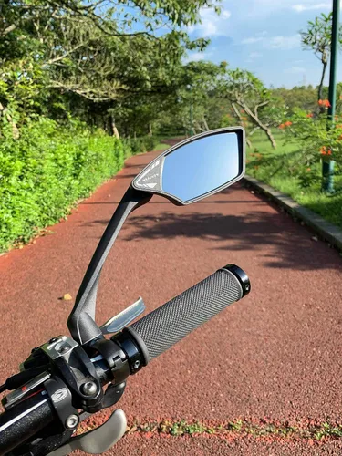 Miniatura 3 de Nueva lente de vidrio resistente a los arañazos, espejo de bicicleta para manillar, espejo retrovisor seguro giratorio, espejo de bicicleta