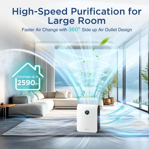 Miniatura 4 de Purificadores de aire para el hogar, habitación grande de hasta 2590 pies cuadrados con pantalla PM 2.5, sensor de calidad del aire, purificador