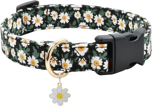 Miniatura 22 de Collar de perro con patrones de flores con accesorios, collares para perros de algodón suave para perros pequeños, medianos y grandes, hembras