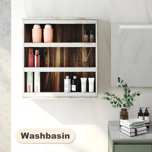 Miniatura 9 de Nisorpa Estante de especias de 3 niveles para montar en la pared, estante de especias de cocina de madera rústica quemada para colgar en la pared