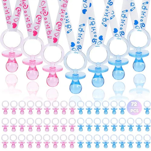 Miniatura 11 de 72 bonitos collares de chupete para niños y niñas, juego de collar acrílico para chupete para regalos de baby shower, fiesta de revelación de Azul