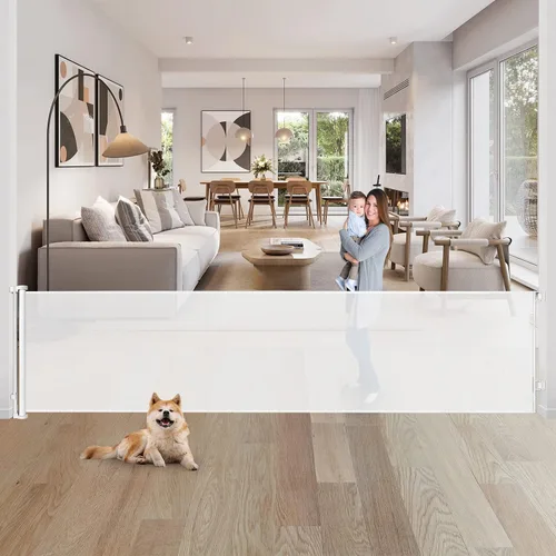 Miniatura 14 de Puertas de bebé extra anchas de 100 pulgadas para gran apertura, puerta retráctil para interiores para perros, puertas para cachorros para la casa
