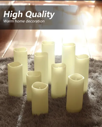 Miniatura 8 de Velas sin llama, juego de 10 velas LED parpadeantes (4 pulgadas, 5 pulgadas, 6 pulgadas, 7 pulgadas x 2.2 pulgadas de profundidad), velas Paquete