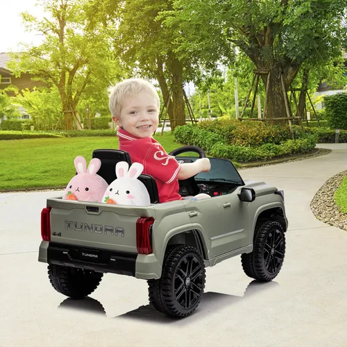 Miniatura 6 de Auto de paseo de 12 V para niños, camión Toyota con licencia, automóvil eléctrico a batería con música, luces LED, sistema de suspensión, puertas