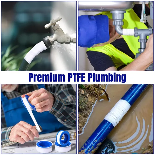 Miniatura 7 de Pushglossy 50 rollos de cinta de PTFE de 1/2 x 520 pulgadas, sellador impermeable, cinta de plomería para cabezal de ducha, reparación de sellado