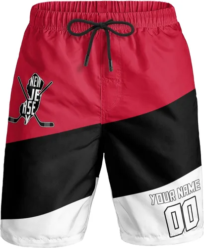 Miniatura 10 de Custom Hockey Men's Shorts Gifts for Men Casual City Youth Fans Sport Beach Shorts Add Name & Number Quick Dry