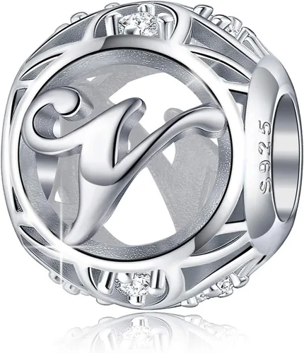 Miniatura 20 de FOREVER QUEEN - Dije con letra inicial de la A a la Z, para pulsera y collar, de plata de ley 925 con cuentas de circonita cúbica, joyería de regalo