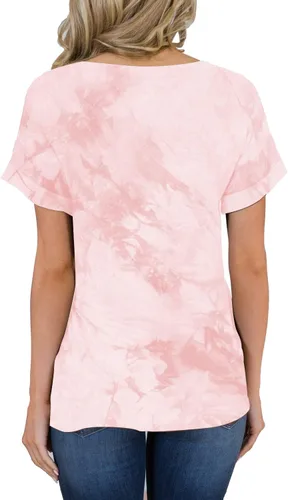 Miniatura 2 de MIHOLL - Camiseta holgada, informal, de manga corta, con cuello en V, para mujer