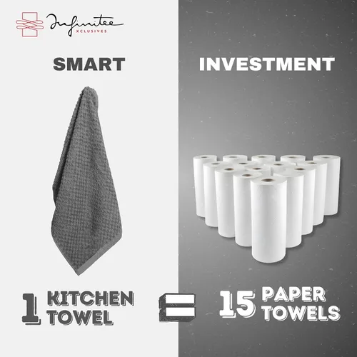 Miniatura 6 de Infinitee Xclusives Paquete de 12 toallas de cocina de alta calidad, 100% algodón, 15 x 25 pulgadas, color gris
