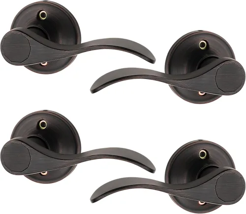 Miniatura 25 de Probrico - Paquete de 2 manijas de puerta decorativas para puertas con apertura a la izquierda y derecha, estilo ondulado, con acabado de níquel