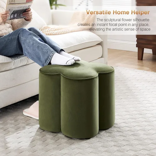 Miniatura 5 de Zesthouse – Otomana con forma de flor, reposapiés de terciopelo para sofá, taburete moderno para sala de estar, bonito taburete cuadrado