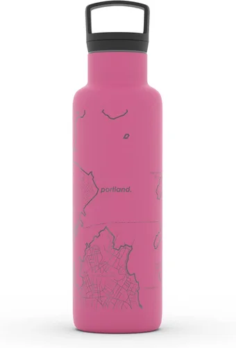 Miniatura 46 de Well Told Botella de agua aislada con mapa de Washington DC grabado, botella de acero inoxidable grabada (21 onzas, blanco) botella aislada de mapa