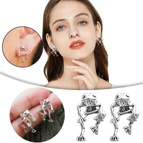 Miniatura 3 de Aretes de rana para niñas, lindos aretes de animal para mujer, regalos de aniversario de cumpleaños