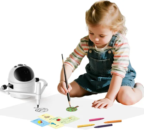 Miniatura 7 de Robot de dibujo para niños, juguetes educativos, kit de aprendizaje de dibujo creativo con 150 tarjetas de palabras, regalo para niñas y niños de 4