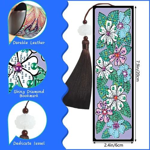 Miniatura 4 de Paquete de 8 marcadores de pintura de diamantes, flores, kit de marcadores de arte con borla, resina, diamantes de imitación, cuero para adultos