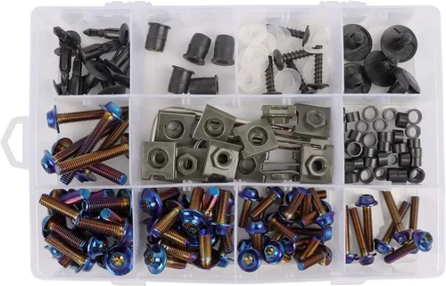 Miniatura 13 de BAIONE Juego de 195 pernos de carenado de acero inoxidable M5 M6 para motocicleta, tornillos de parabrisas de carenado, sujetadores universales