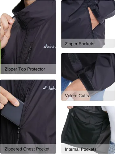 Miniatura 4 de clothin Chaqueta Cortavientos Ligera Empacable para Hombre Resistente al Agua para Senderismo Ciclismo al Aire Libre