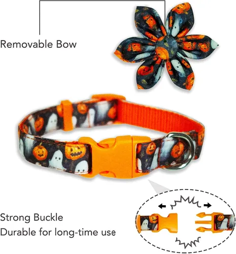 Miniatura 2 de Perros de Halloween de girasol: collar de perro espeluznante, diversión floreciente para las aventuras de truco o trato de tu cachorro
