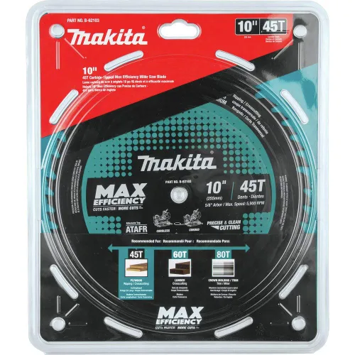 Miniatura 2 de Makita B-62103 Hoja de sierra ingletadora de máxima eficiencia con punta de carburo de 10" 45T