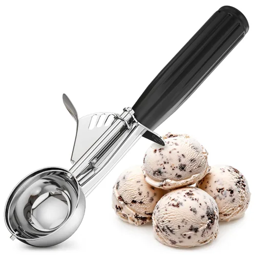 Cuchara de helado de 1 onza con gatillo #30 – Cuchara versátil de 1 onza para helado, masa de galletas, sorbete y albóndigas, acero inoxidable