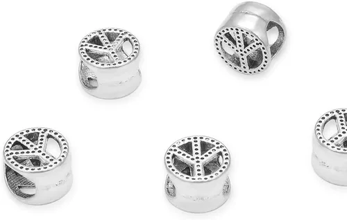 Miniatura 6 de 20 cuentas sueltas de fresa con agujero grande (agujero de 0.177 in) espaciador de metal plateado antiguo para manualidades de joyería MEC-F5