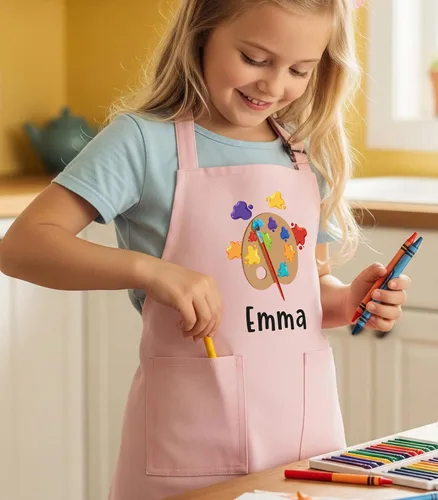 Miniatura 2 de Delantal con nombre personalizado para niños con sombrero de chef, delantal impermeable para cocinar, hornear, arte, pintura, regalo de cumpleaños