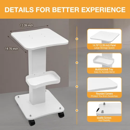 Miniatura 3 de Carrito con ruedas, carrito de belleza de aluminio de 3 niveles para peluquería, salón de belleza, estación rodante, equipo de spa, organizador