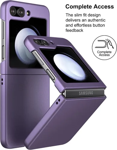 Miniatura 7 de Funda delgada para Galaxy Z Flip 5, [película de pantalla frontal dura transparente incorporada + parte trasera de policarbonato duro]