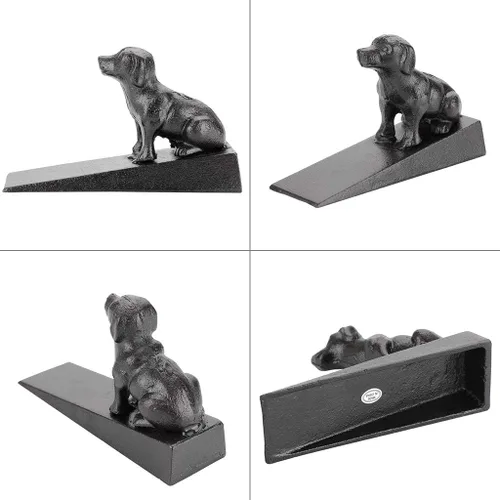 Miniatura 4 de Sumnacon 2 paradas de hierro fundido para puerta de perro, resistentes topes de puerta rústicos para evitar perforar agujeros, cuñas de puerta