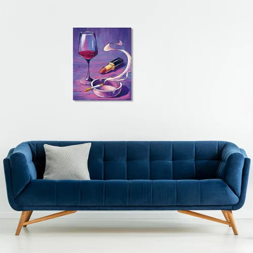 Miniatura 5 de Kit de pintura sobre lienzo para adultos, lienzo predibujado para pintar, kit de pintura para recuerdos de fiesta, copa de vino, pintura lipstica