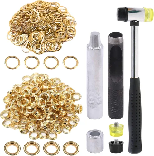 Miniatura 9 de Glarks 124 ojales de bronce de 1/2 pulgada con juegos de herramientas, 120 ojales con 4 herramientas de instalación para tela, lienzo, cortina