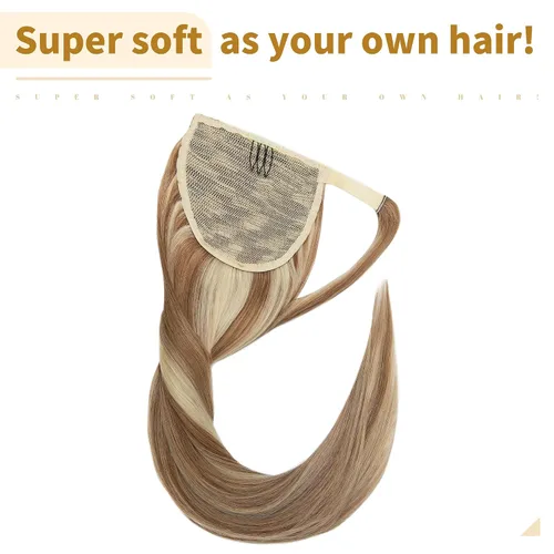 Miniatura 5 de SEGO - Extensiones de cabello humano, largo y liso, 100 % cabello Remy real, para mujeres, para usar en cola de caballo