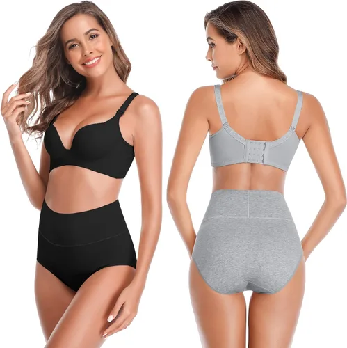 Miniatura 2 de Ropa interior de algodón de cintura alta para mujer, ropa interior suave súper elástica, bragas de cobertura completa para mujer