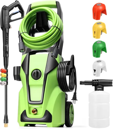Miniatura 12 de Lavadora a presión eléctrica 5000PSI Max 4.0GPM con manguera de extensión flexible de 33 pies, 4 boquillas, cañón de espuma, lavadora eléctrica