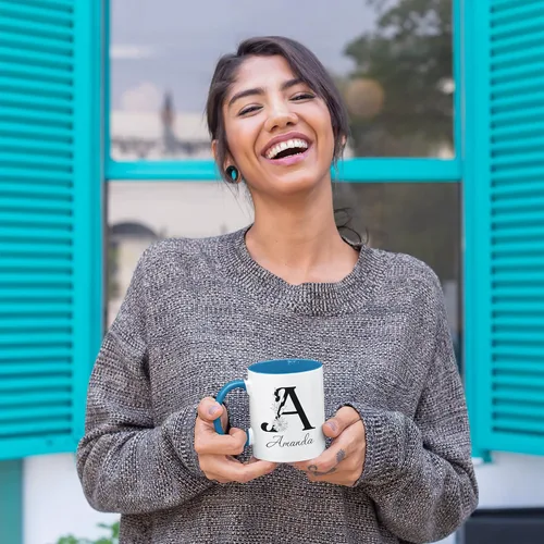 Miniatura 5 de Tazas de café con inicial, taza de café inicial, regalos con monograma inicial para mujer, tazas personalizadas con nombres, tazas de monograma