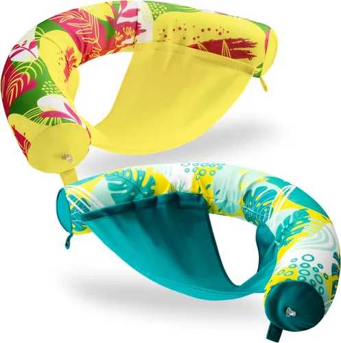 Miniatura 10 de Sloosh Flotadores de piscina para adultos, paquete de 2 sillas inflables de fideos con eslinga de tela suave, flotador flotante para piscina
