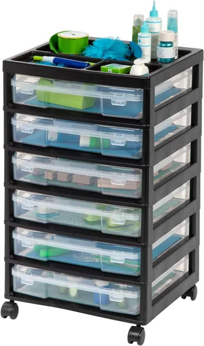 Miniatura 15 de IRIS USA - Paquete de 8 cajas de almacenamiento transparente de plástico para papel de álbumes de recortes de 6" x 6", organizadores portátiles