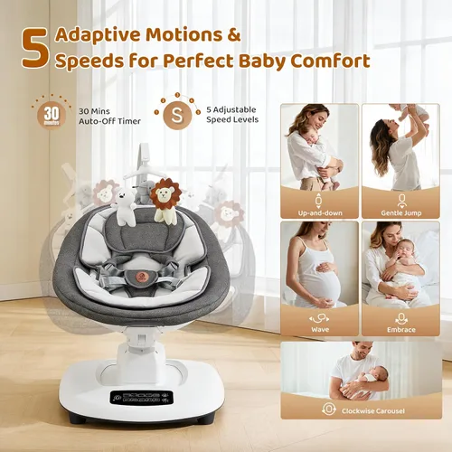 Miniatura 3 de Columpio para bebé, columpios de bebé multimovimiento para bebés y niños pequeños, habilitado con 5 movimientos únicos y 5 velocidades, asiento