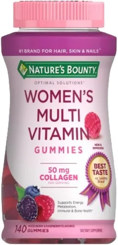 Miniatura 8 de Nature's Bounty Optimal Solutions Multivitamínico para Mujeres, Apoyo Inmunológico y de Energía Celular, Salud Ósea, Sabor a Frambuesa, 80 Gomitas