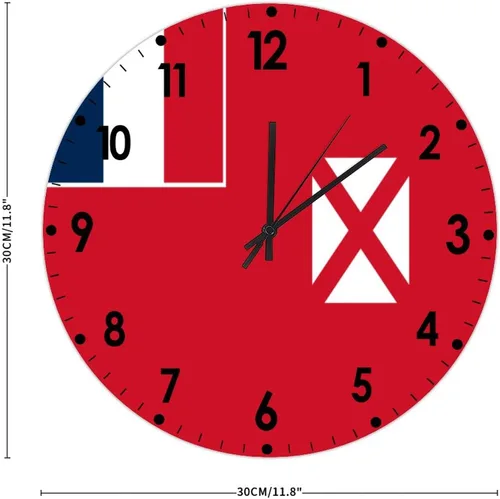 Miniatura 790 de Cheyan Reloj de pared con bandera de Canadá de 12 pulgadas, silencioso, sin tictac, de PVC, funciona con pilas, reloj redondo decorativo, regalo