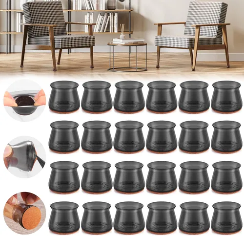 Miniatura 9 de 24 piezas de protectores de piso de silicona extra pequeños para patas de silla para pisos de madera dura, fundas engrosadas de goma para patas