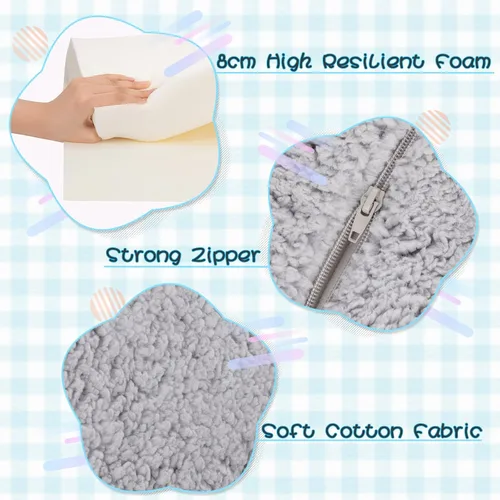 Miniatura 5 de SLIGUY Sofá y silla para niños pequeños – Sofá convertible a tumbona, sofá extraíble con funda de sherpa en color gris oscuro Sherpa Gris