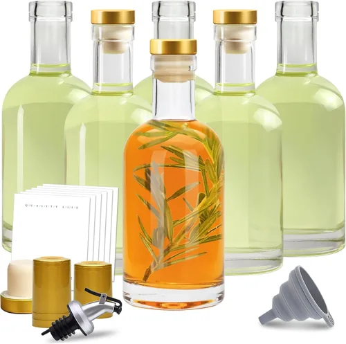 Miniatura 8 de Botella dispensadora de aceite de oliva para cocina, juego de dispensador de aceite y vinagre de vidrio transparente, dispensador de jarabe de café