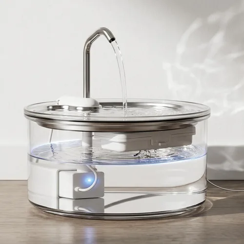 Tomxcute Glass Cat Water Fountain - 108oz/3.2L Ultra-Quiet Cat Fountain for Drinking, Elegant Easy to Clean Glass Pet Water Fountain for Cats, Small